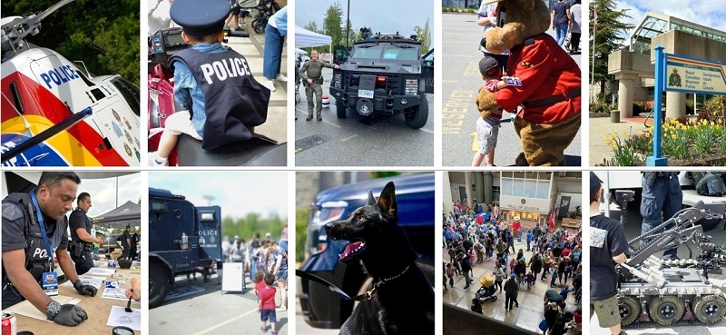 Photo collage of open house attractions and activities 