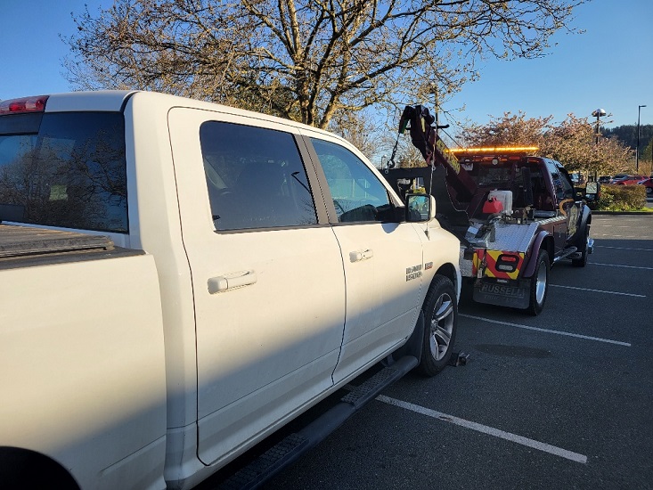 Dodge Ram being towed