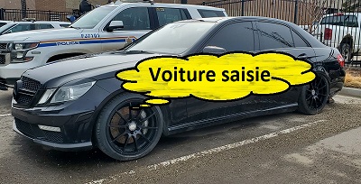 La Mercedes E63 noire saisie qui sera vendue aux ench&egrave;res