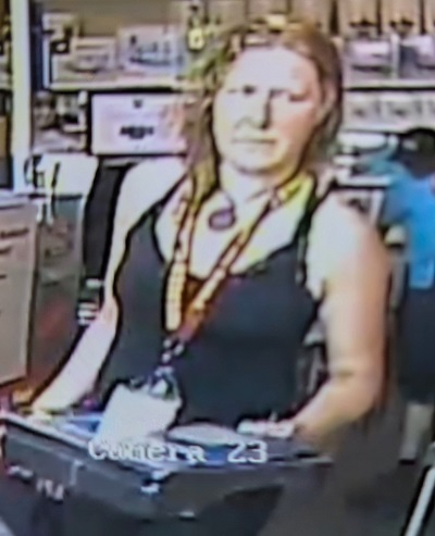 Video surveillance footage of suspect female