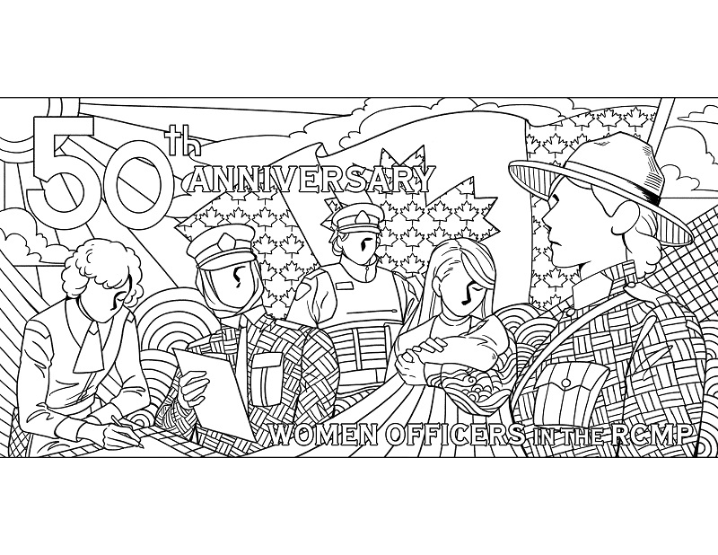 Blank 50 Years of Women in RCMP colouring page