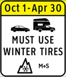 photo of a winter tire highway sign