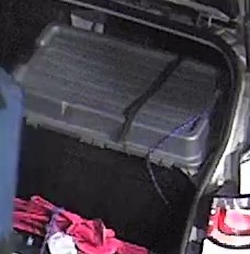 Dark bin/tote with grey lid