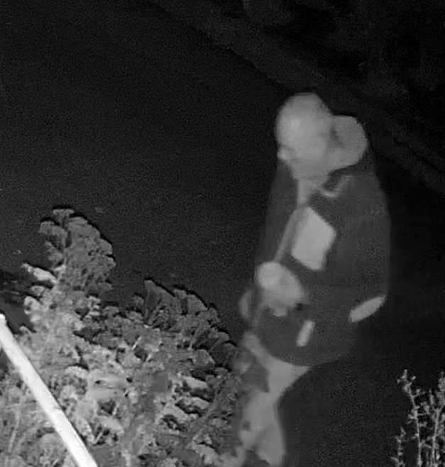 Suspect wearing dark hoodie with light coloured pocket