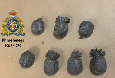 Photo of the pineapple-shaped illicit drugs.