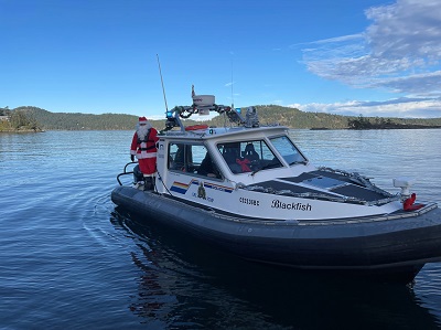 RCMP Police boat with Santa