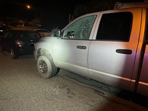 Truck with smashed window 