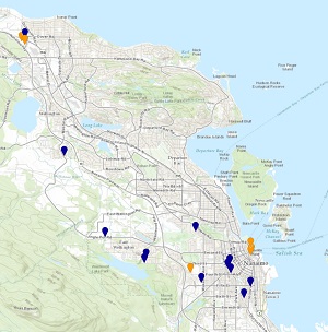 map of areas where vehicles were targeted 