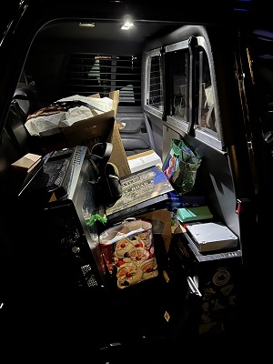 Photo of recovered presents in Police Car