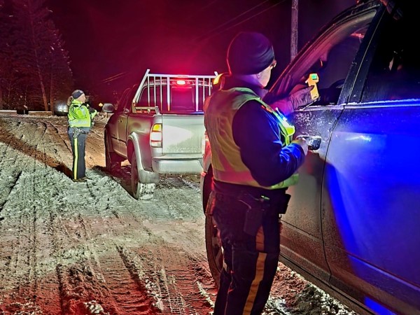 An impaired driving checkstop during the Winter Impaired Driving Campaign