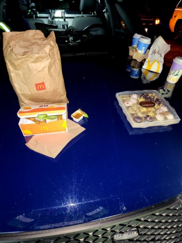 Snacks brought to BC Highway Patrol by an appreciative member of the public during the Winter Impaired Driving Campaign