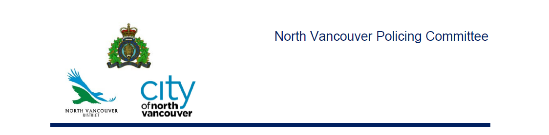 Logos representing the RCMP, District of North Vancouver and City of North Vancouver, who comprise the North Vancouver Policing Committee.