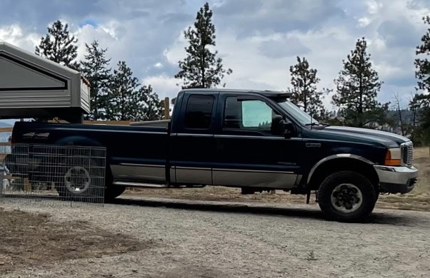 Photo of stolen dark green 1999 Ford F-250