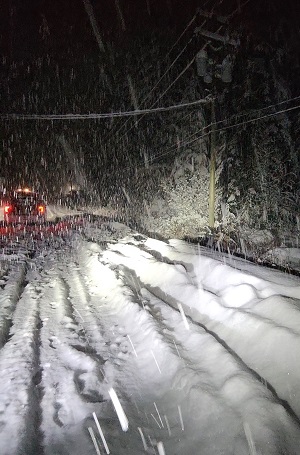Photo of Jeep in a snowy ditch