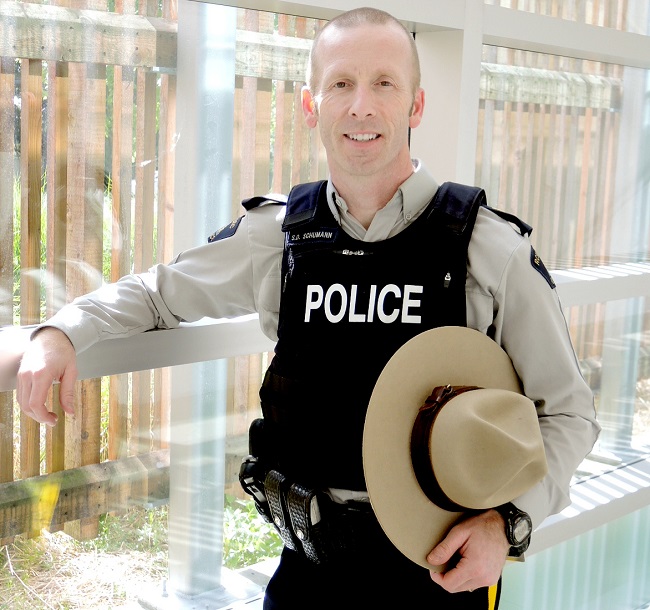 Photo of Cpl. Scotty Schumann, wearing his RCMP general duty uniform.