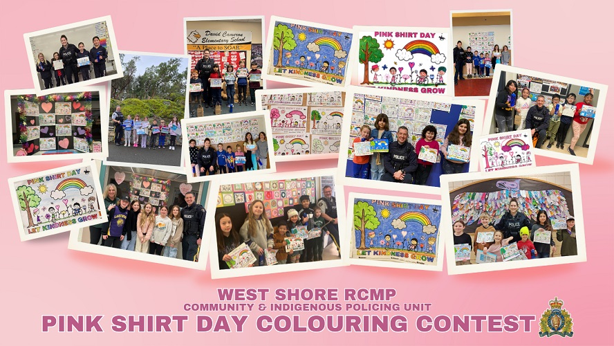 West Shore RCMP Community and indigenous Policing Unit Pink Shirt Day Colouring Contest 