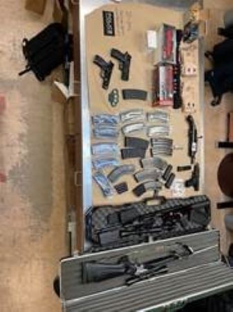 Weapons including firearms and ammo.