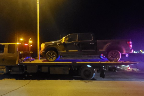 This truck on the back of a tow-truck was being driven by a Class 7 Learner who was more than 60 km/h over the limit