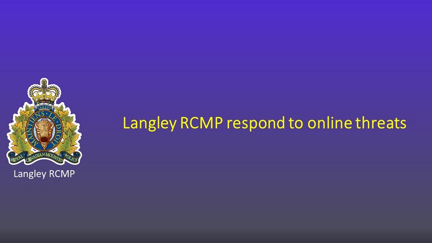Banner page stating Langley RCMP repond to online threats