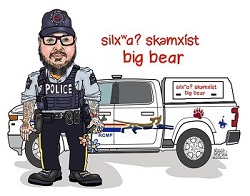 Cartoon drawing of Cst. Williams and vehicle
