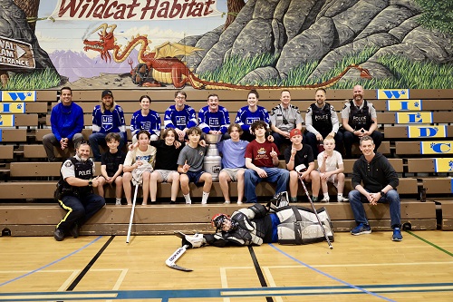 West Shore RCMP members with Spencer Middle School Students