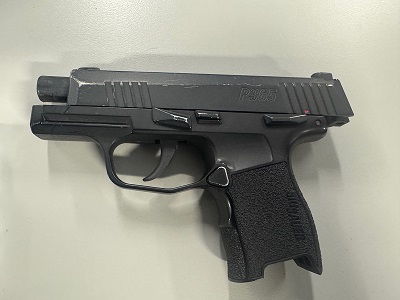 Black P365 Sig Sauer BB gun with slide locked back