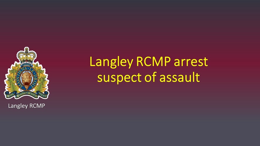 Banner page stating Langley RCMP arrest suspect of assault