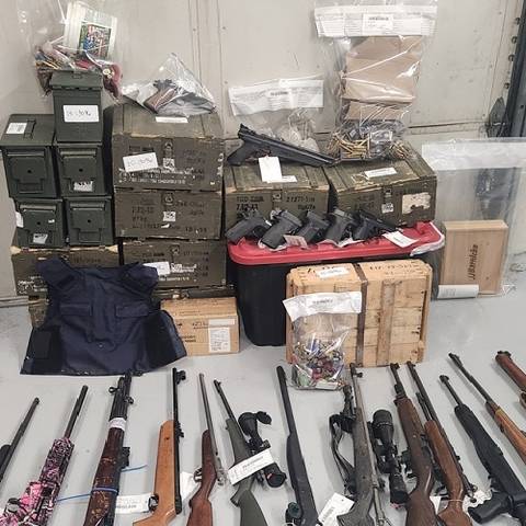 Weapons seized during search