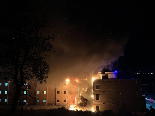 Photograph attached of Comfort Inn fire
