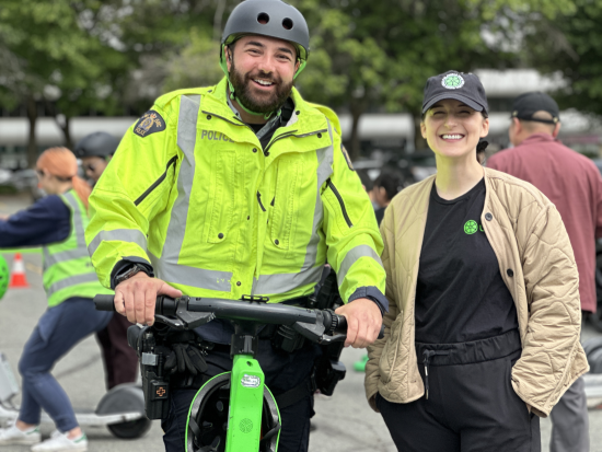RCMP officer riding an e-scooter
