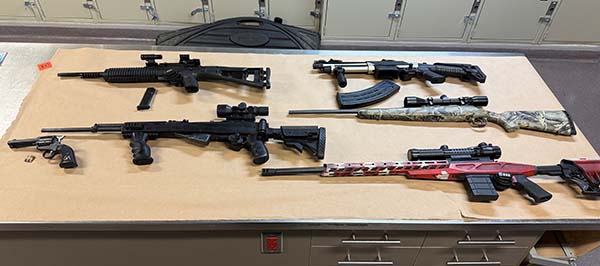 Photo of weapons seized on a table