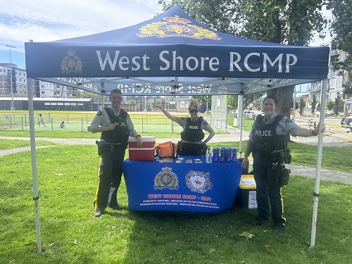 West Shore RCMP Community and Indigenous Policing Unit set up at a West Shore park