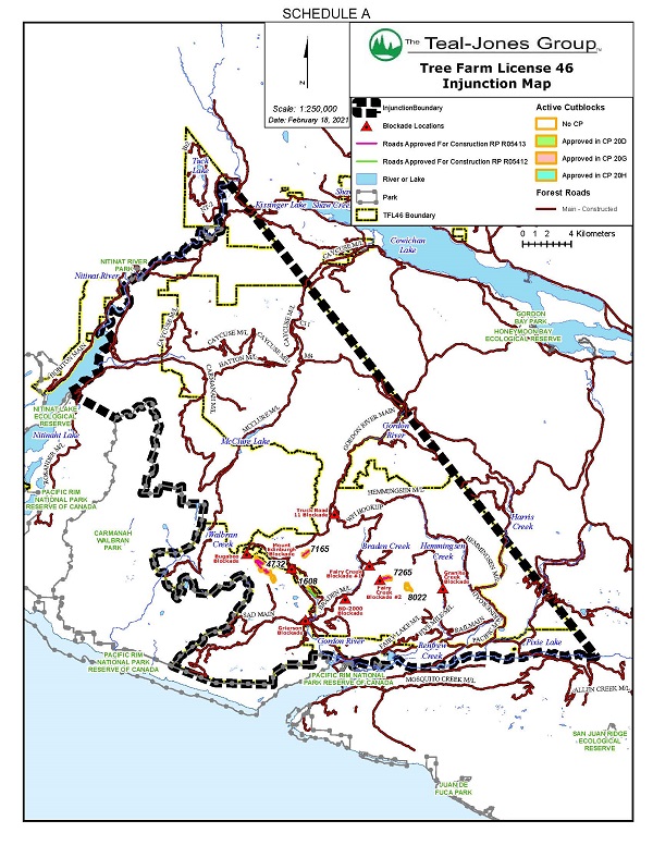 Photo of BC Supreme Court injunction boundary map
