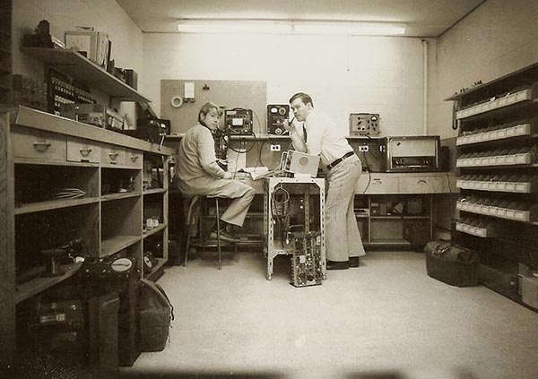 Photo of Two Radio Technologist at an RCMP Radio Room circa 1970. 