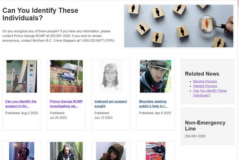 Photo of the <q>Can you Identify These Individuals</q> webpage