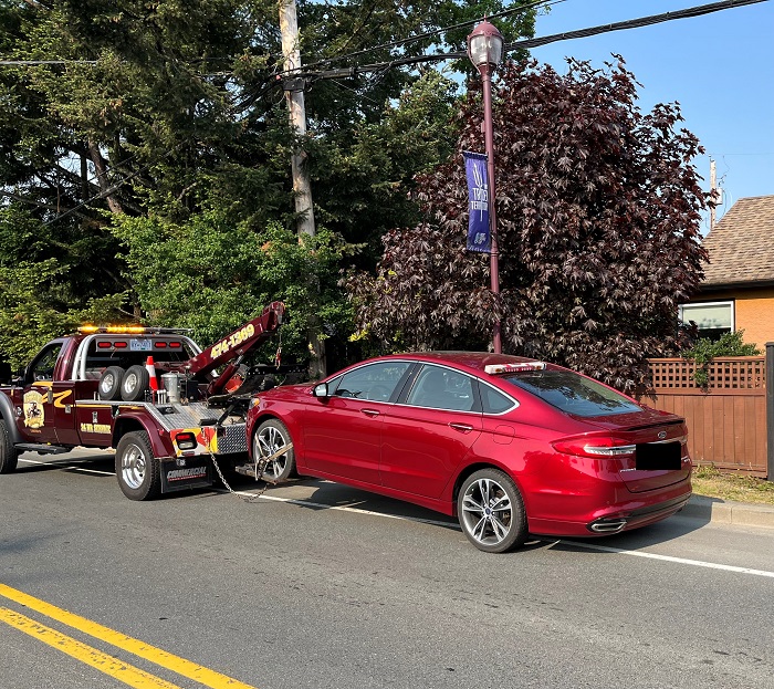 Photos of vehicle being towed