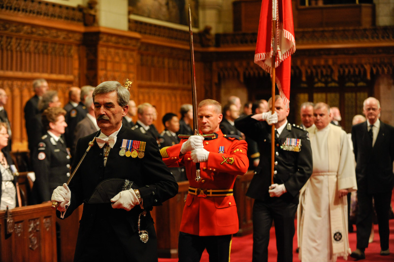 Photo of S/Sgt. D&eacute;ziel as a Sword Bearer for the Order of St. John National Investiture in the Ottawa Senate