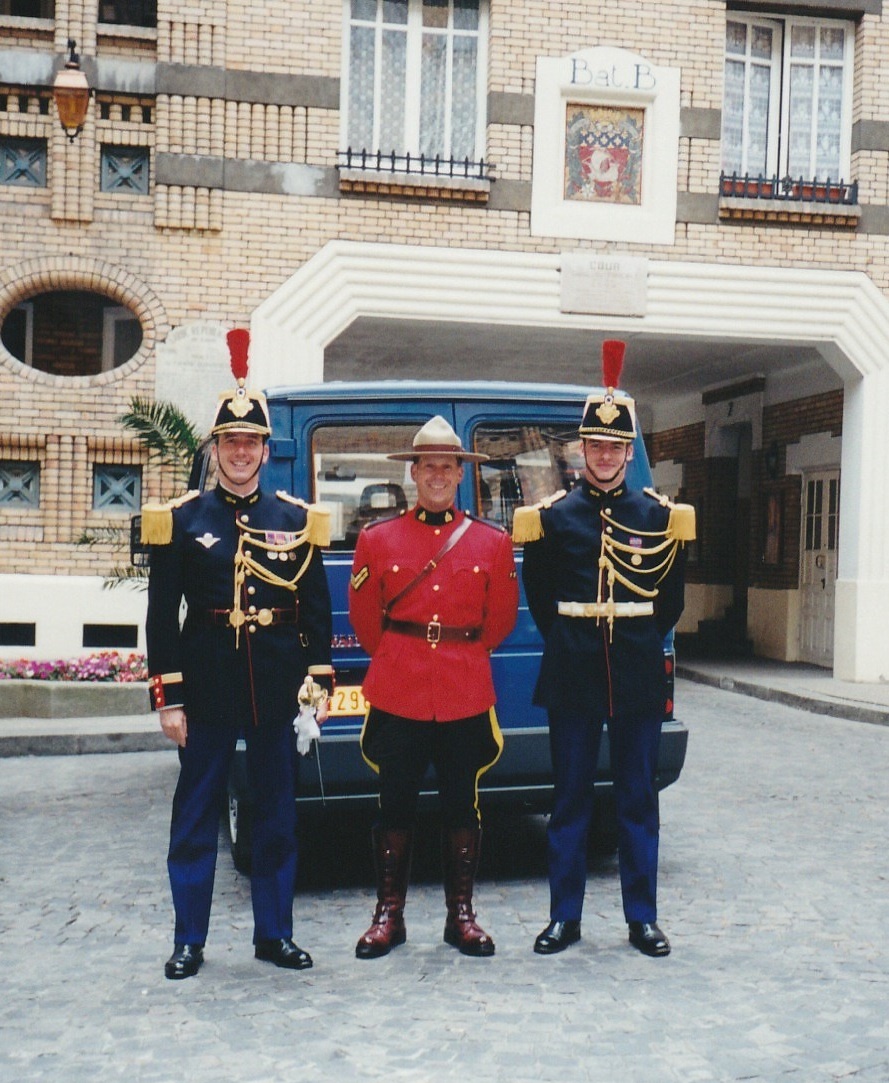 Photo of S/Sgt. D&eacute;ziel with the French Republic Guards in Paris