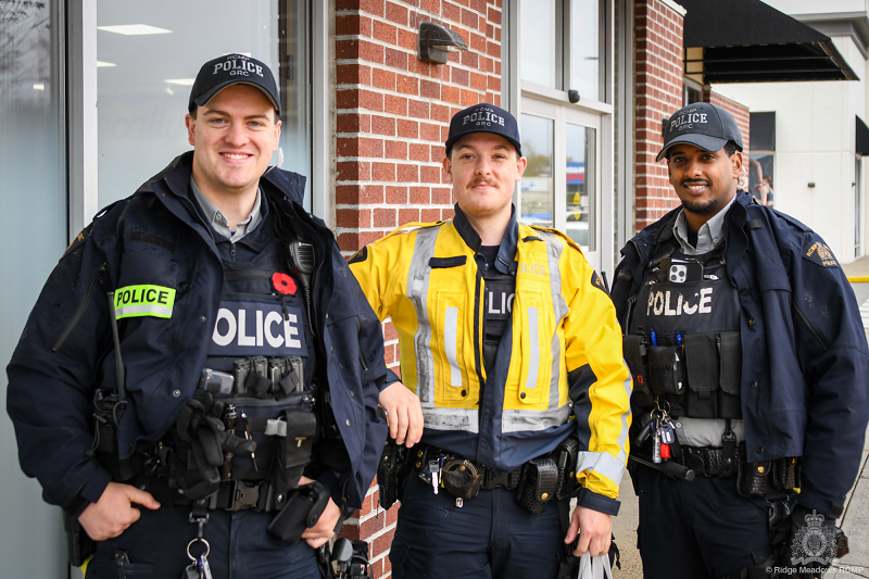 L to R: Cst. A&rsquo;Bear, Cst. Sanders and Constable Sirak Gebresellasie at a pedestrian safety event